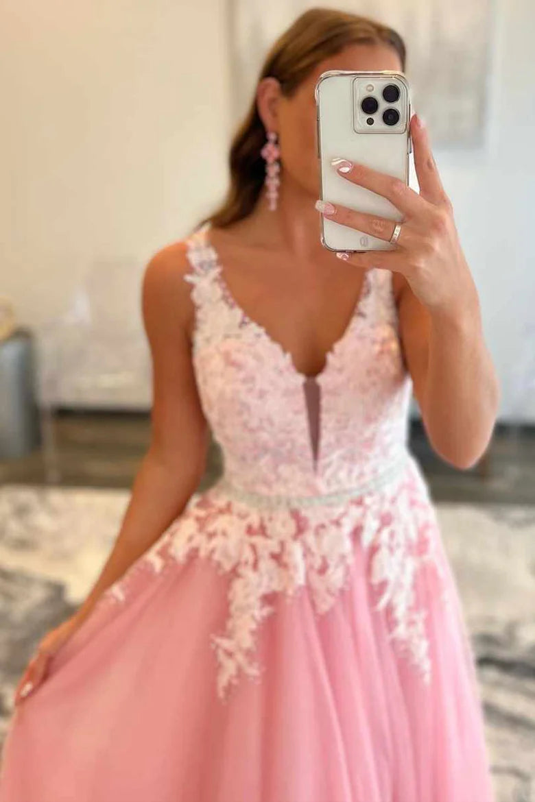 Vestido de fiesta de encaje bordado con espalda descubierta y corte A